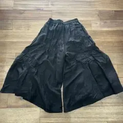 yoshi yoshi リネン混おしゃれなワイドパンツ　黒　日本製　L