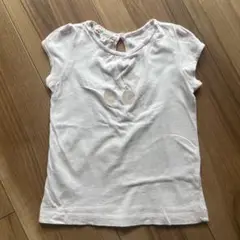 ボンポワン　薄いピンクのチェリー刺繍Tシャツ 2a