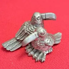 ピューター製 鳥の置物 2羽 オオハシ
