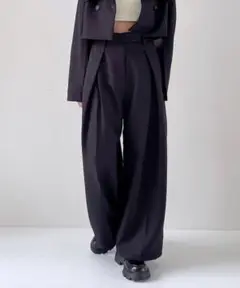美品❤️【ヘザー】タックワイドパンツ ハイウエスト モード ブラック M