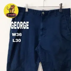 usa古着 GEORGE　チノパンW36L30　ノータック　ブルー