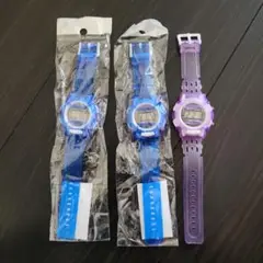 デジタル青紫腕時計 3個セット