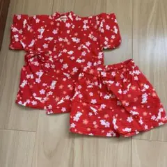 甚平セットアップ 赤 ウサギ柄　80cm