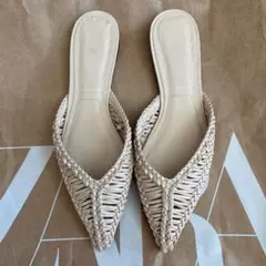 ZARA 編み込み フラットサンダル