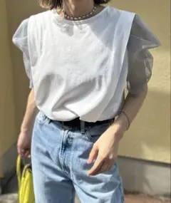 配色ボリューム袖カットソー