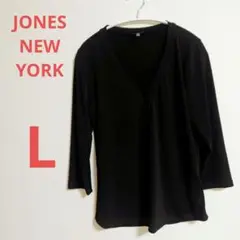 【1点限定♥️】JONES NEW YORK ブラック Vネック 五分袖 L