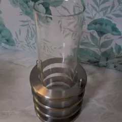 ガラスとステンレス製キャンドルホルダー
