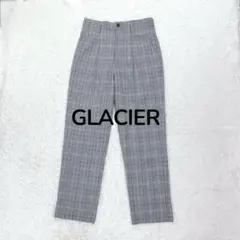 美品◇グラシア グレンチェック柄テーパードパンツ L グレー タック 大人キレイ