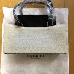 MIKIMOTO ミキモト エルク 本革 レザー ハンドバッグ 白 カバン 高級 高級皮革】MIKIMOTOミキモト ハンドバッグ エルク ステッチ
