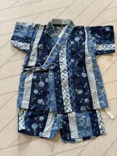 ベビー甚平 80cm 青系柄 上下セット