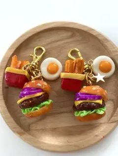 ポテト　ハンバーガー　玉ねぎ　フェイクフード　食品サンプル　ミニチュアフード