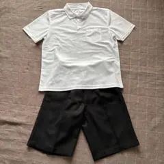 【美品】サイズ160 黒式服　男の子　フォーマル　ハーフパンツ　ポロシャツ160
