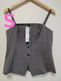 新品 GU フロントボタンビスチェ ダックグレー Ｓサイズ ジーユー