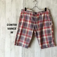 CONTRIVANCE チェック柄 ハーフパンツ M レッド