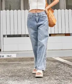 アナップミンピ　サイドフリンジデニム　ストレートパンツ　anapmimpi