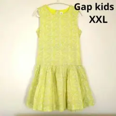 着用1回　GAP Kids　ノースリーブ　チュール付きワンピース　黄色　小花柄