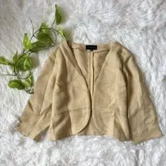 【TALBOTS】 レディース ノーカラージャケット (XL) 羽織り コットン