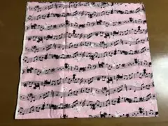 ハンドメイド　ネコ・音符　ピンク　生地　女の子　約100cm✖️100cm