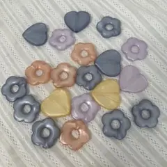 【20個セット】ハート　フラワー　パーツ　カボション　ビーズ　ハンドメイド