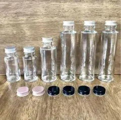 ハーバリウム 瓶 ６個セット 替えキャップ付き 丸瓶 ガラスボトル