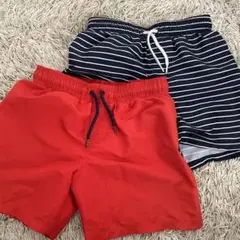 H&M サーフパンツ 110/116 赤 、ボーダー2枚セット