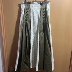 アクシーズファム　コットンレース切替スカート　カーキ