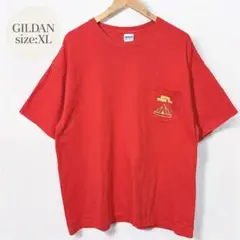 【GILDAN】ギルダン バックプリントTシャツ レッド XLサイズ 古着