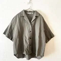 ☆【ユニクロ】リネンブレンドオープンカラーシャツ ボクシーシルエット 綿麻混 M