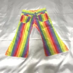【ブーフーウー】レインボーストライプ フレアパンツ　サイズ90