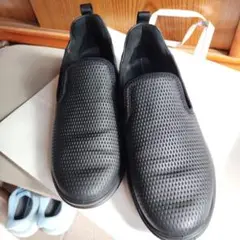 ECCO エンボスレザー◆ブラック スリッポン◆サイズ40 美品