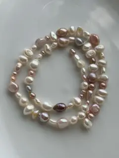 F 16淡水パール メタリック　虹色　ミックス　バロック　50cm