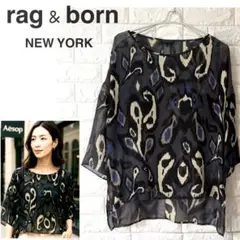 【rag & bone】シルク混 アート柄 シアーブラウス 日本サイズS〜M