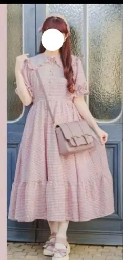 【美品】❤青木美沙子 m♡petit ギンガムチェックワンピース ピンク LL❤