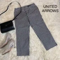 E 2594【格子柄極上美品】ユナイテッドアローズコットンストレッチパンツパンツ