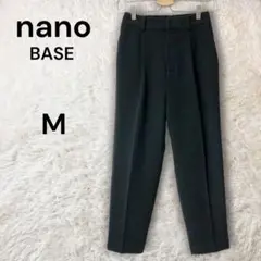 ナノベース センタープレス テーパードパンツ スラックス 黒 M 美ライン