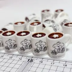 20個 子犬柄マグカップ 白 ココア ミニチュア ドールハウス