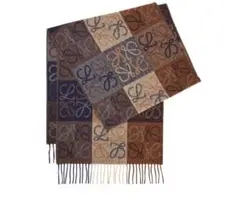 新品未使用 LOEWE マフラーアナグラム スカーフ ウールu0026カシミヤ ネイビー