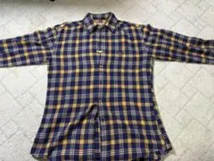 90s Woolrich ネルシャツ ネイビー/イエロー