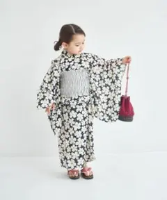 ペアマノン　浴衣　ブラックフラワー　セパレート　100cm