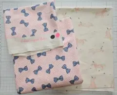 【スムースニット　ハギレ】ココメール　ユニコーン柄　bichette リボン柄