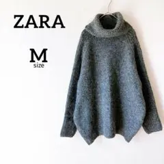 ★ZARA ザラ【M】希少 羊毛アルパカ混 長袖オフタートルニット グレー 大人