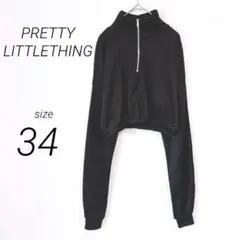 美品❣️PRETTYLITTLETHING（34）ハイネッククロップドスウェット黒