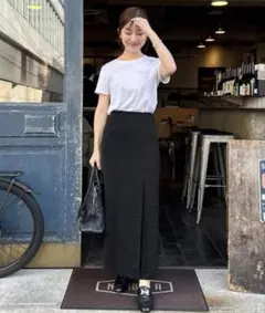 水野佐彩さんコラボ　ドットジャガードラップ風スカート ブラック