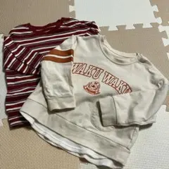 シナぷしゅTシャツ＆　赤×白×紺ボーダー　長袖90cm 【美品】