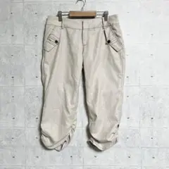 【COMME CA MODELS】8分丈パンツ (L) 薄手 夏 ベージュ