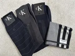 新品★cK カルバンクライン メンズ ソックス3足 &レノマ ハンカチセット