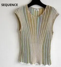 SEQUENCE ストライプ 薄手ニットリブベストマルチカラー
