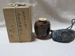 茶道具　長谷窯　加藤錦雄造　唐物大名物写油屋肩衝茶入 茶道具 長谷窯 加藤錦雄造 唐物大名物写油屋肩衝茶入
