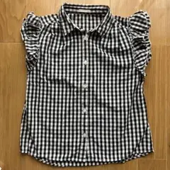 GU チェック　半袖　フリル　ブラウス　150