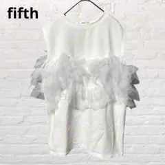 fifth♡フィフス チュールドッキングフリルトップス ノースリーブ 古着 白
